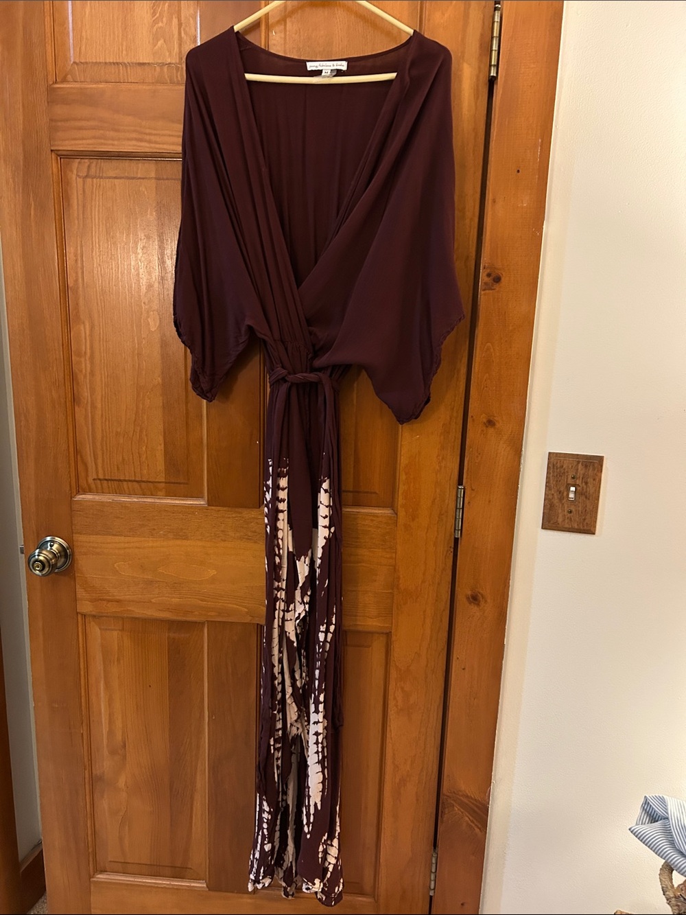 Young Fabulous & Broke Deep Burgundy Tie-Front Maxi Dress - tie dye bottom